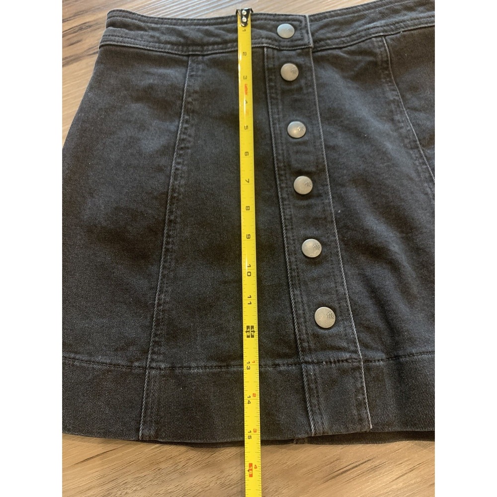 Madewell Button Front Skirt Women 2 Black Denim A-Line Mini H2310 Casual Classic - Picture 5 of 10